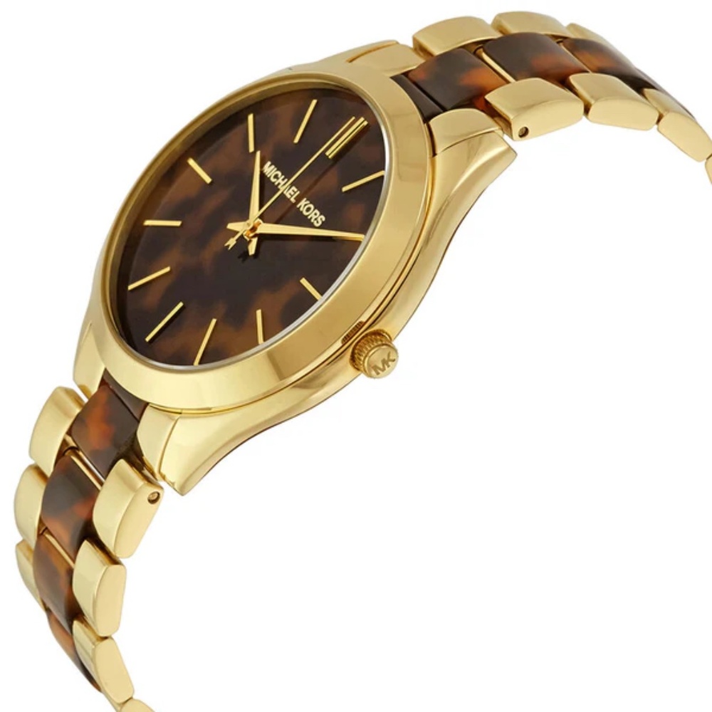 Michael Kors MK4284 Runway Gold Tortoise Acetate Ladies Watch - Picture 2 of 7